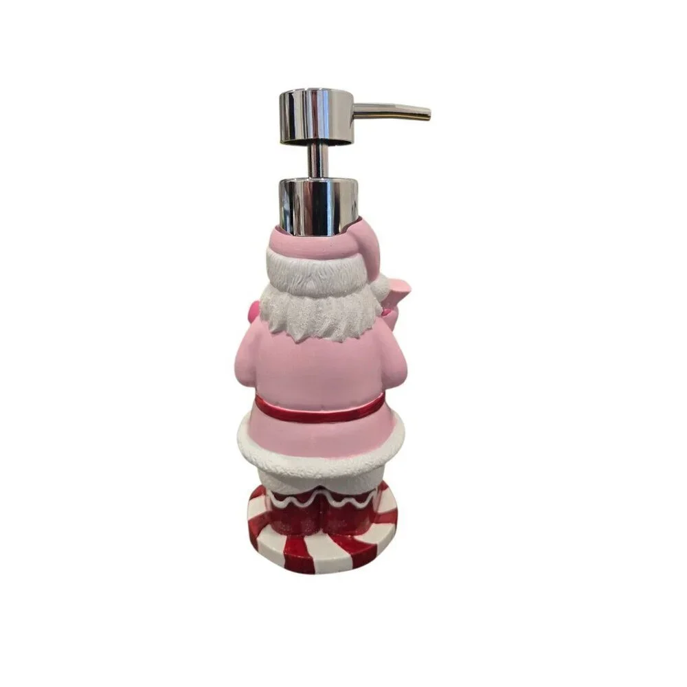 New Pink Red Peppermint Candy Santa Claus Christmas Soap Dispenser Decoration